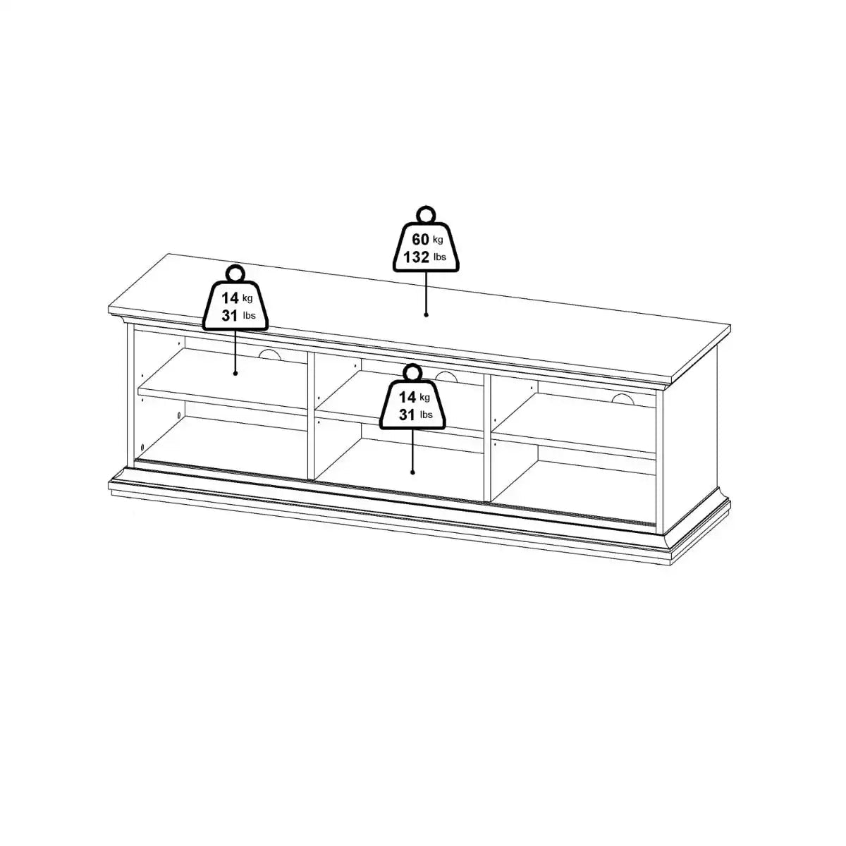 Paris TV Unit 2 Frame Doors In Matt Grey - Price Crash Furniture