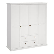 Paris Wardrobe With 4 Doors And 2 Drawers In White - Price Crash Furniture