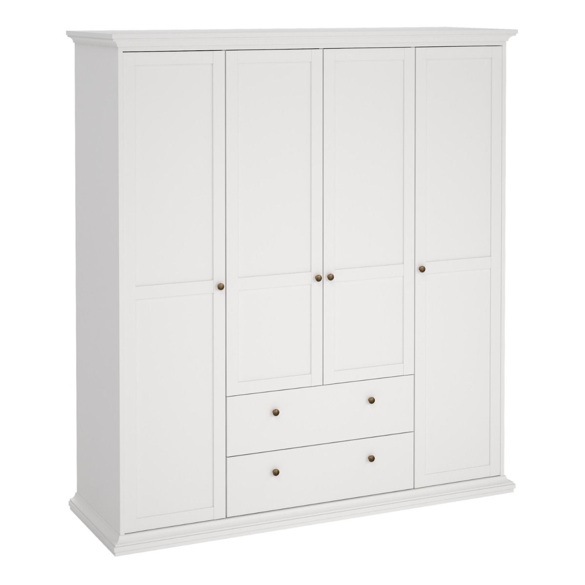 Paris Wardrobe With 4 Doors And 2 Drawers In White - Price Crash Furniture