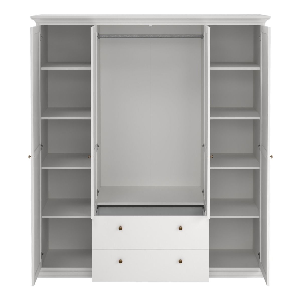 Paris Wardrobe With 4 Doors And 2 Drawers In White - Price Crash Furniture