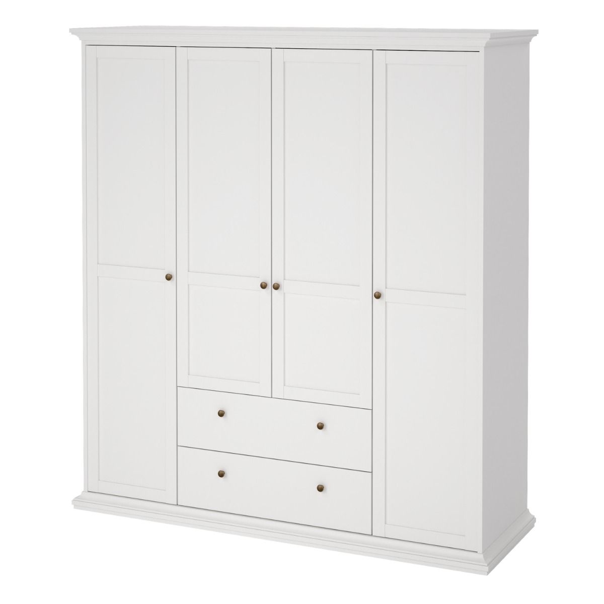Paris Wardrobe With 4 Doors And 2 Drawers In White - Price Crash Furniture