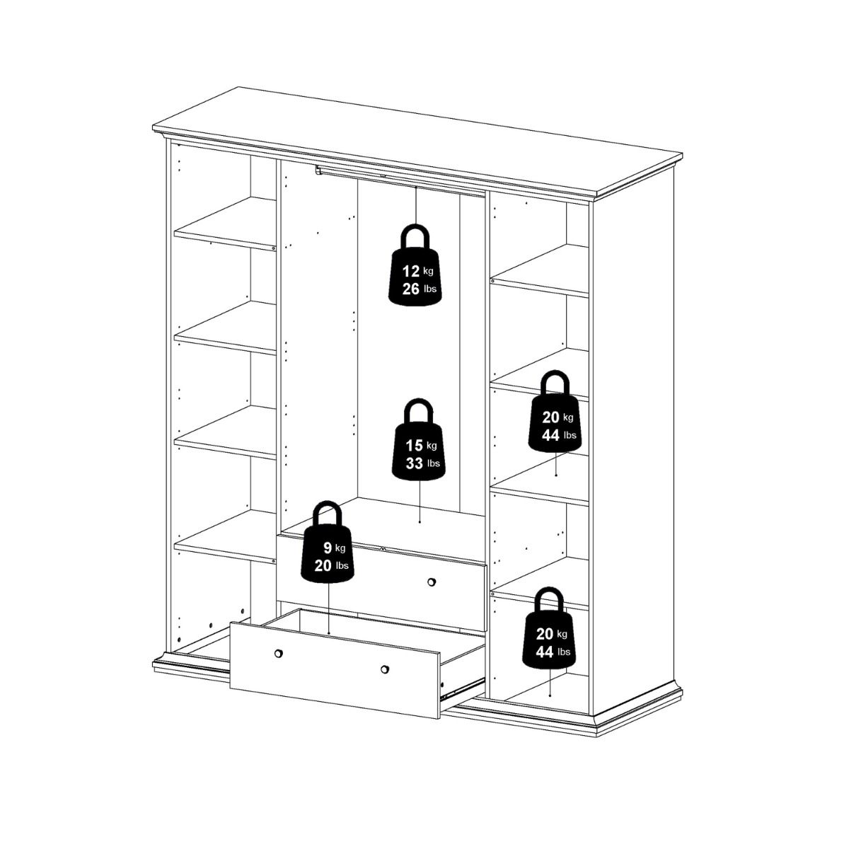 Paris Wardrobe With 4 Doors And 2 Drawers In White - Price Crash Furniture