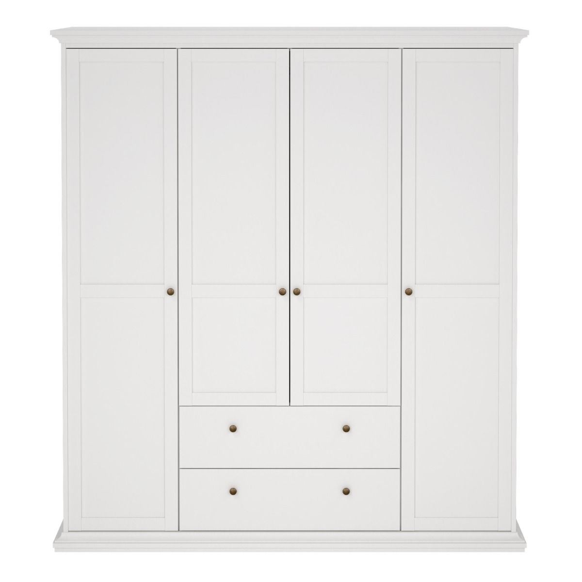 Paris Wardrobe With 4 Doors And 2 Drawers In White - Price Crash Furniture