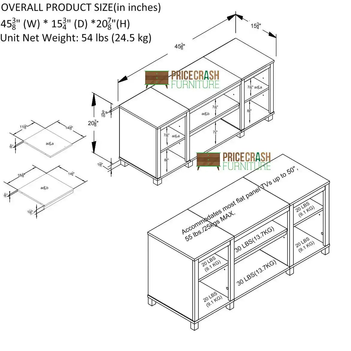 Parsons Wooden Small TV Stand in Walnut by Dorel - Price Crash Furniture
