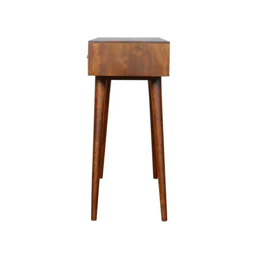 Patchwork Pattern 3 Drawer Console Table in Chestnut - effect Mango Wood - Price Crash Furniture