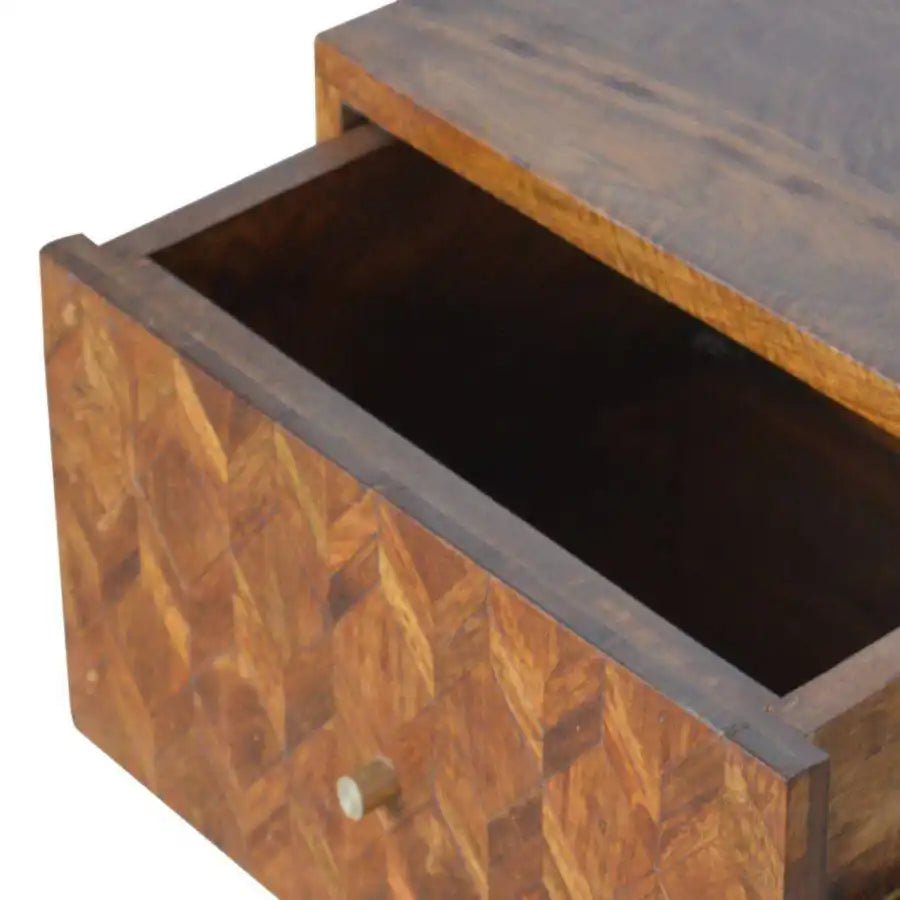 Patchwork Pattern Writing & Laptop Desk in Chestnut - effect Mango Wood - Price Crash Furniture