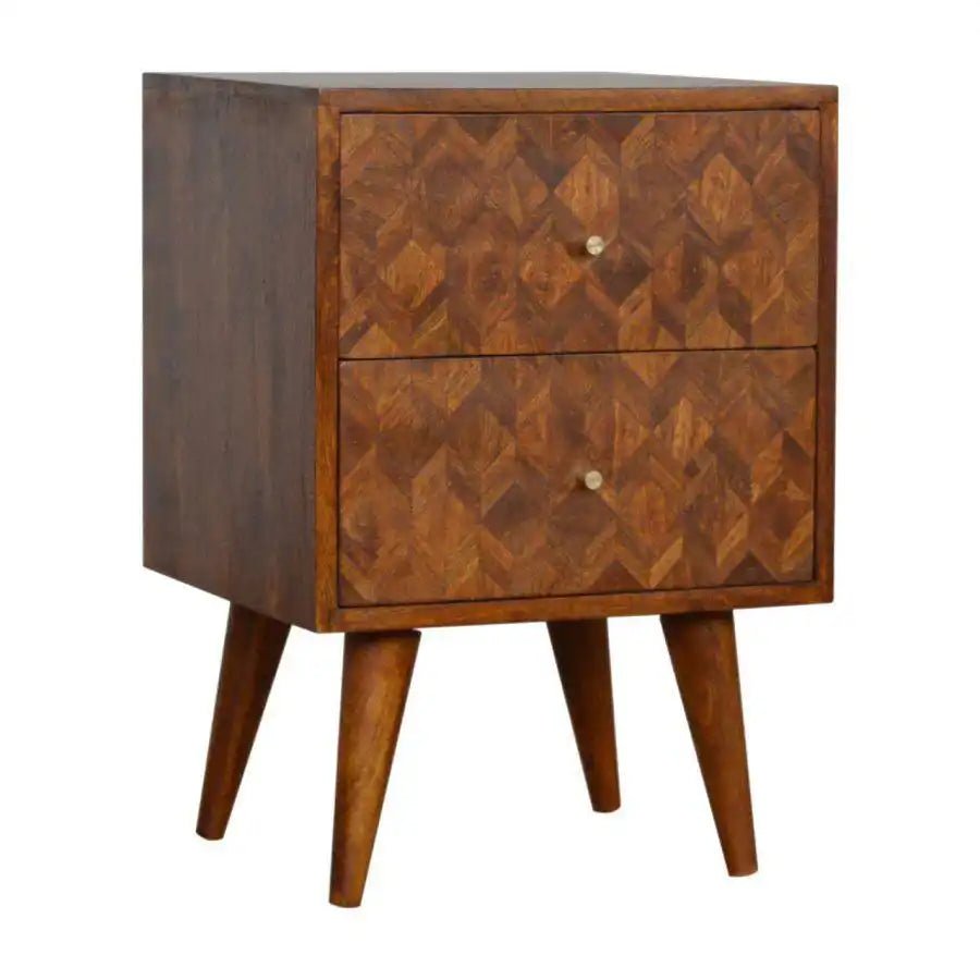 Patchwork Pattern Writing & Laptop Desk in Chestnut - effect Mango Wood - Price Crash Furniture