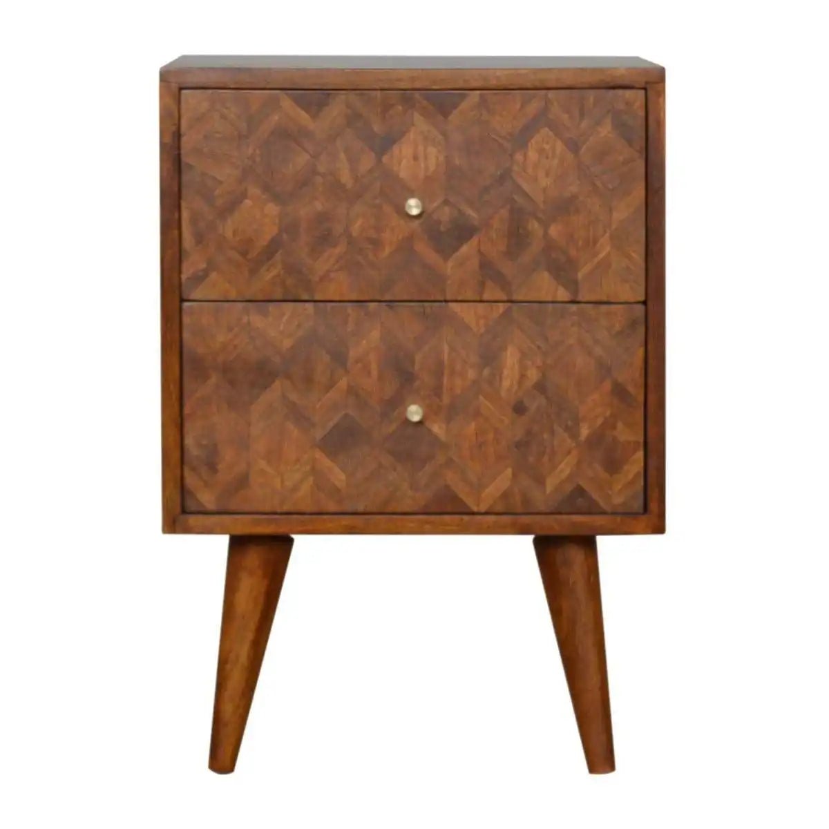 Patchwork Pattern Writing & Laptop Desk in Chestnut - effect Mango Wood - Price Crash Furniture