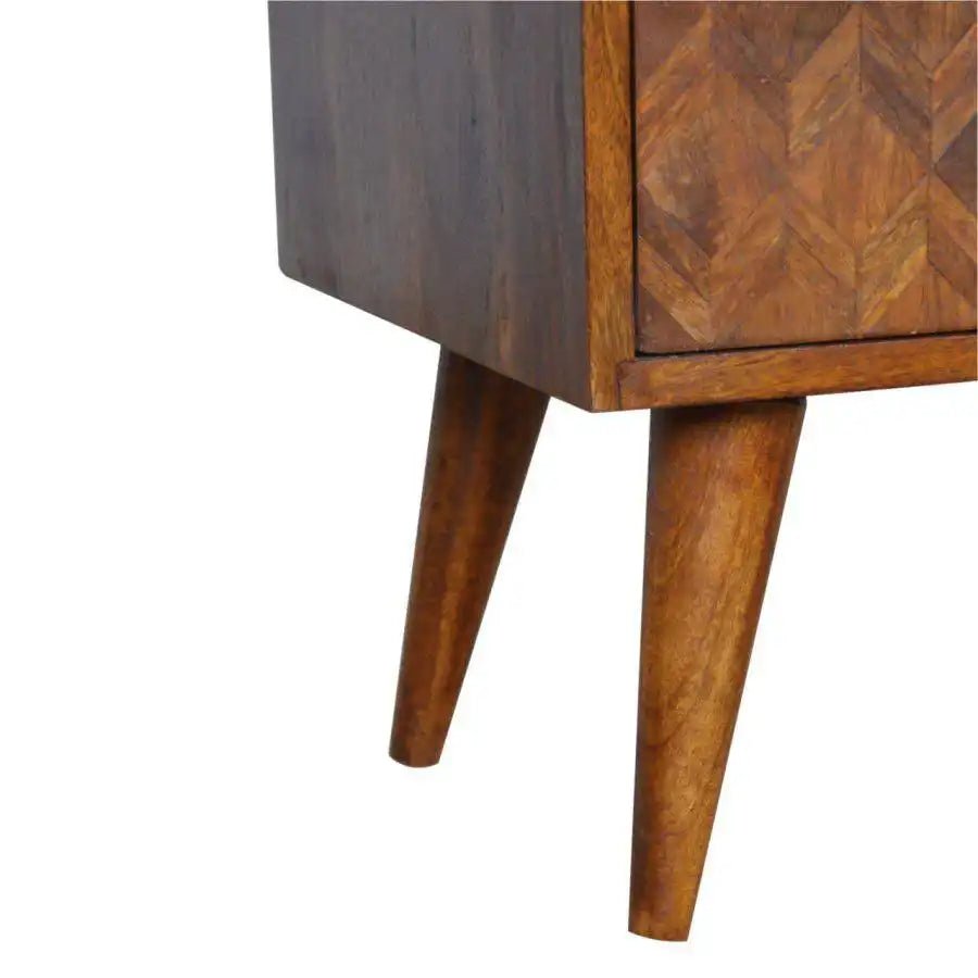 Patchwork Pattern Writing & Laptop Desk in Chestnut - effect Mango Wood - Price Crash Furniture