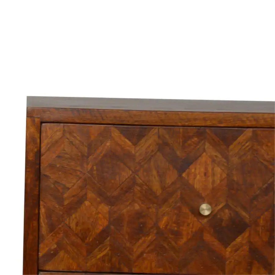 Patchwork Pattern Writing & Laptop Desk in Chestnut - effect Mango Wood - Price Crash Furniture