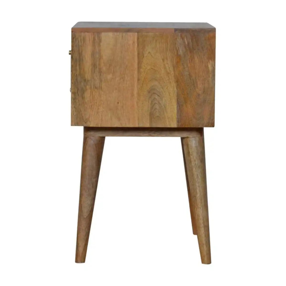 Patchwork Square Pattern 2 Drawer Bedside Table in Oak - effect Mango Wood - Price Crash Furniture