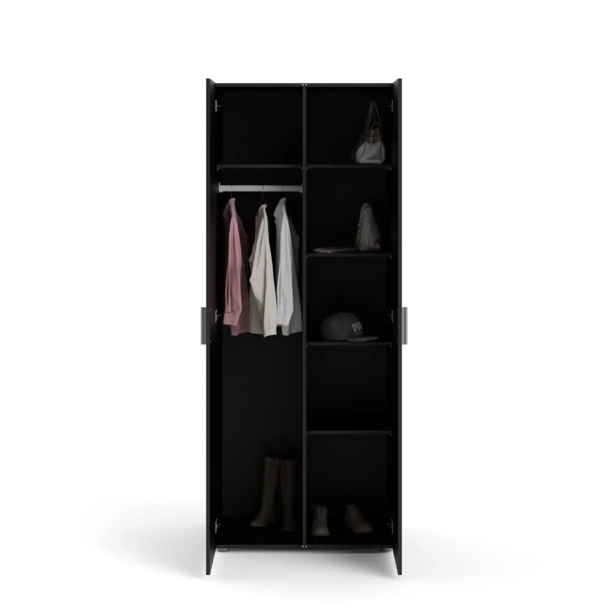 Pepe Wardrobe with 2 doors in Black - Price Crash Furniture