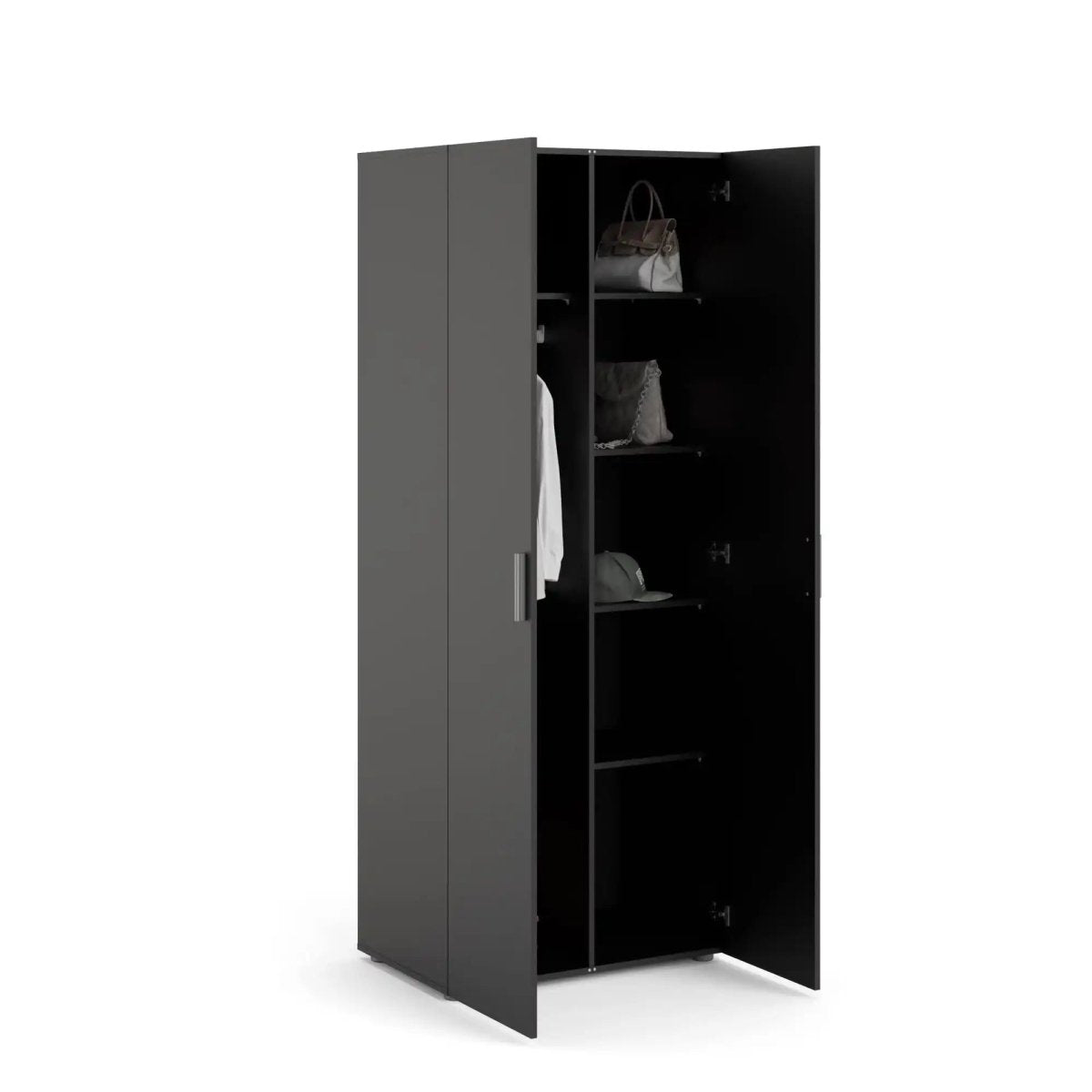 Pepe Wardrobe with 2 doors in Black - Price Crash Furniture