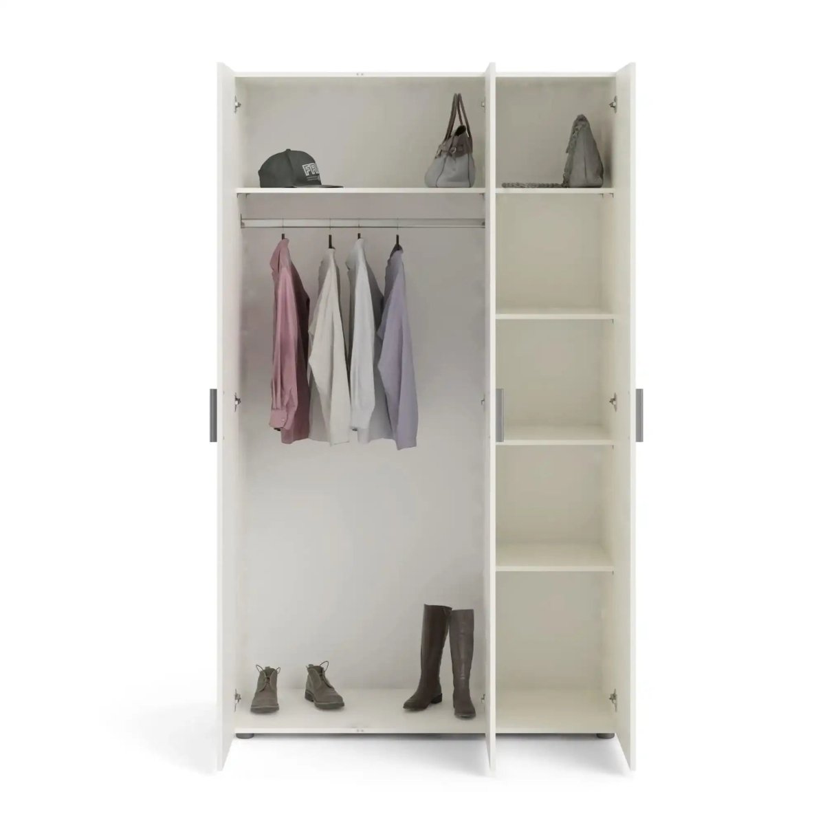 Pepe Wardrobe with 3 Doors in White Woodgrain - Price Crash Furniture