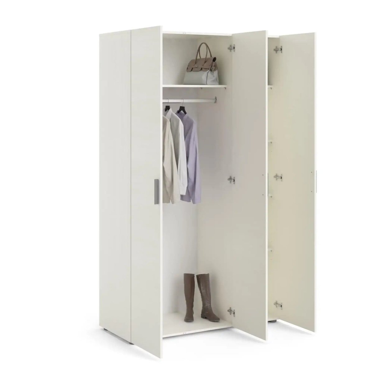 Pepe Wardrobe with 3 Doors in White Woodgrain - Price Crash Furniture