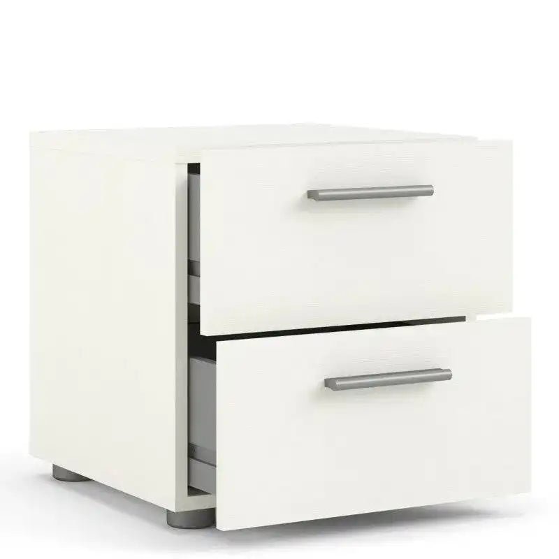 Pepe Woodgrain White 2 Drawer Bedside Table - Price Crash Furniture