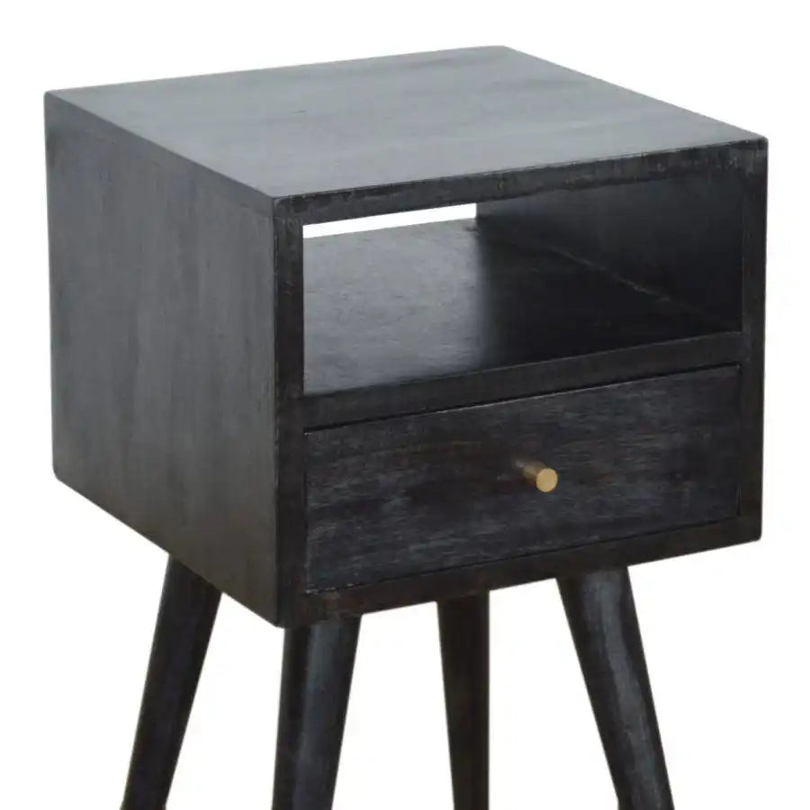 Petite Bedside Table in Washed Black Ash Finish - Price Crash Furniture