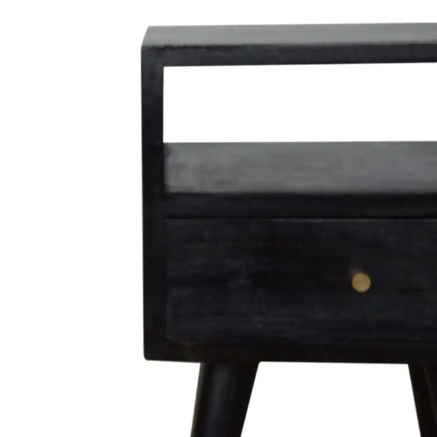Petite Bedside Table in Washed Black Ash Finish - Price Crash Furniture
