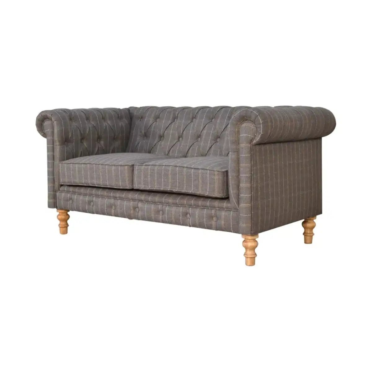 Pewter Tweed 2 Seat Chesterfield Sofa - Price Crash Furniture