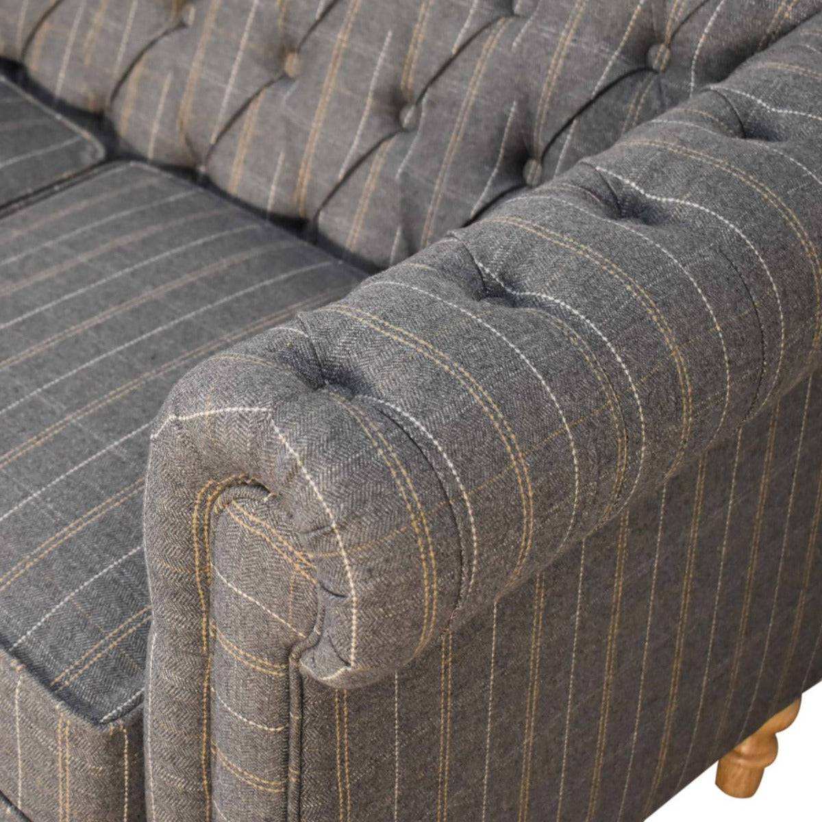 Pewter Tweed 2 Seat Chesterfield Sofa - Price Crash Furniture