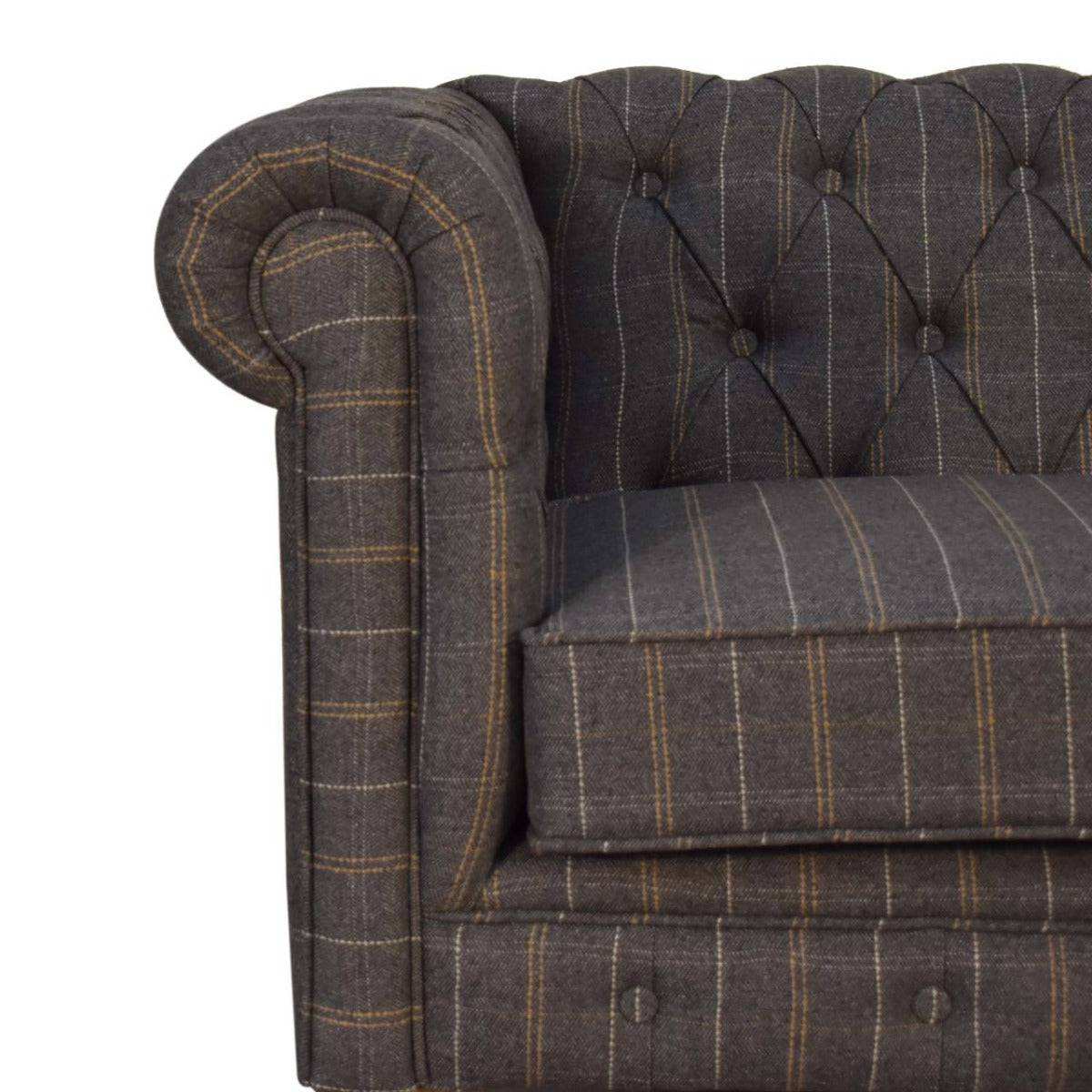Pewter Tweed 2 Seat Chesterfield Sofa - Price Crash Furniture
