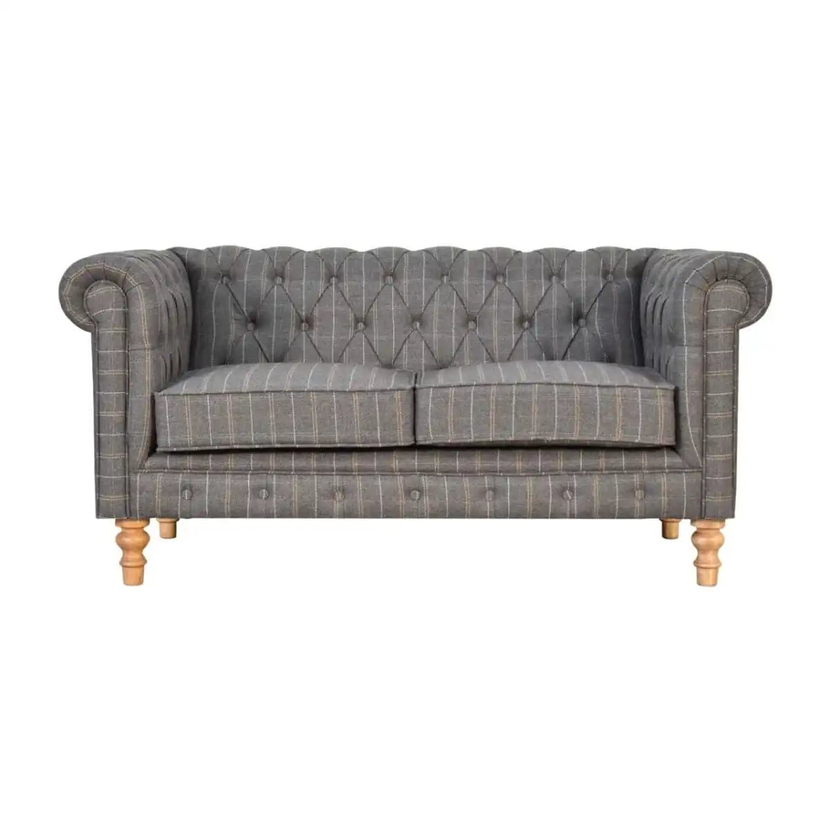 Pewter Tweed 2 Seat Chesterfield Sofa - Price Crash Furniture