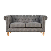 Pewter Tweed 2 Seat Chesterfield Sofa - Price Crash Furniture