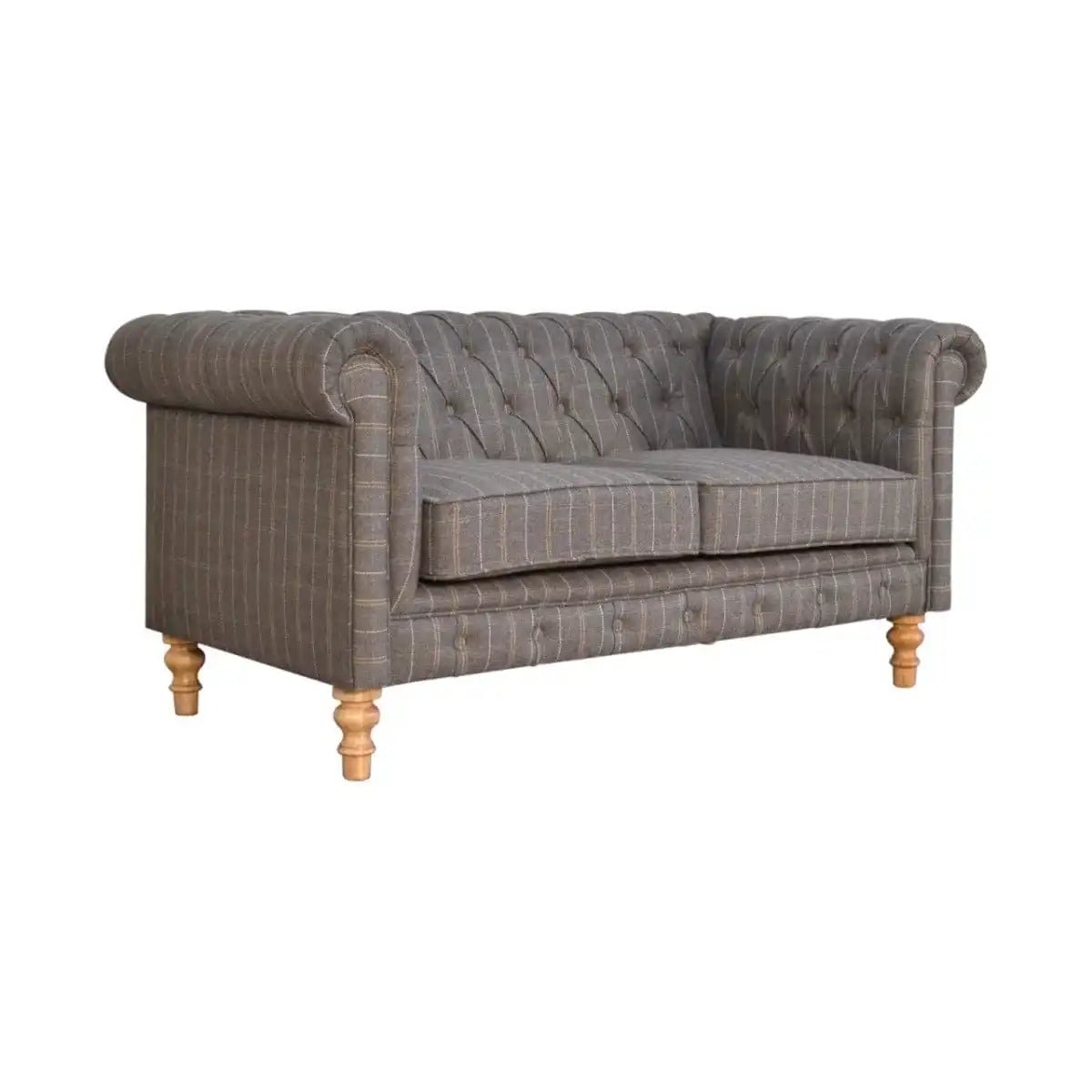 Pewter Tweed 2 Seat Chesterfield Sofa - Price Crash Furniture