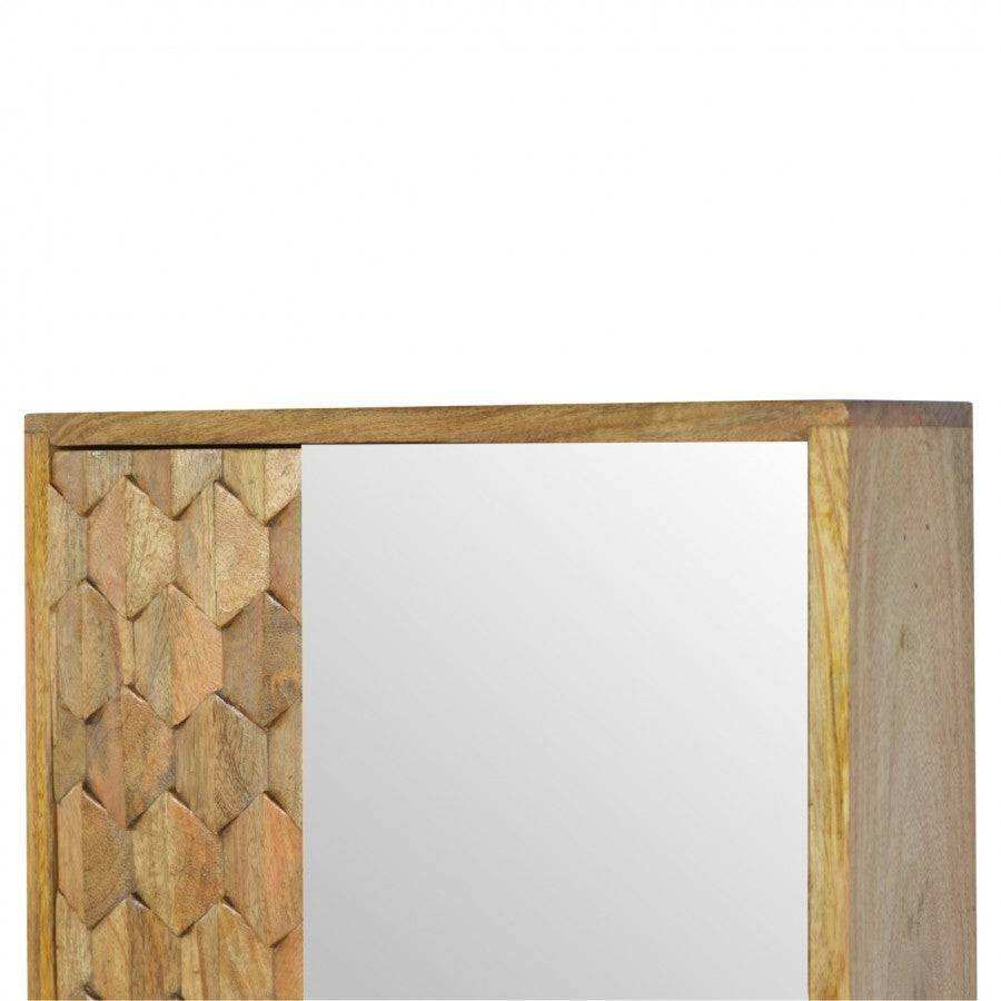 Pineapple Carved Sliding Wall Cabinet With Mirror - Price Crash Furniture