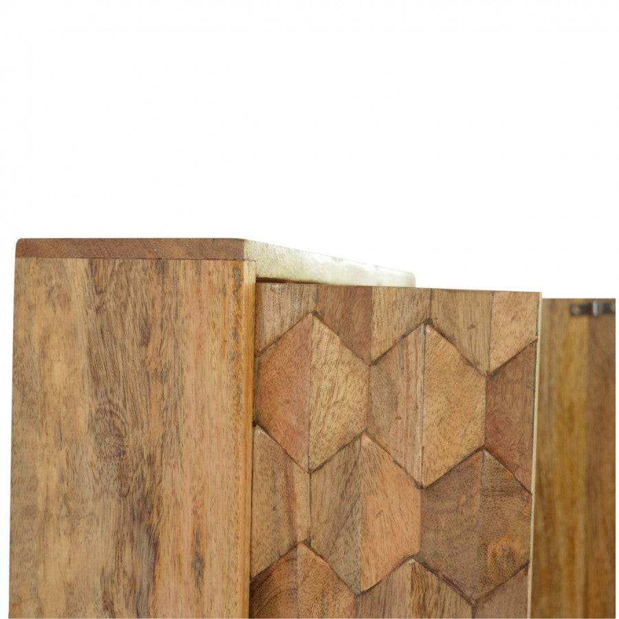 Pineapple Carved Sliding Wall Cabinet With Mirror - Price Crash Furniture