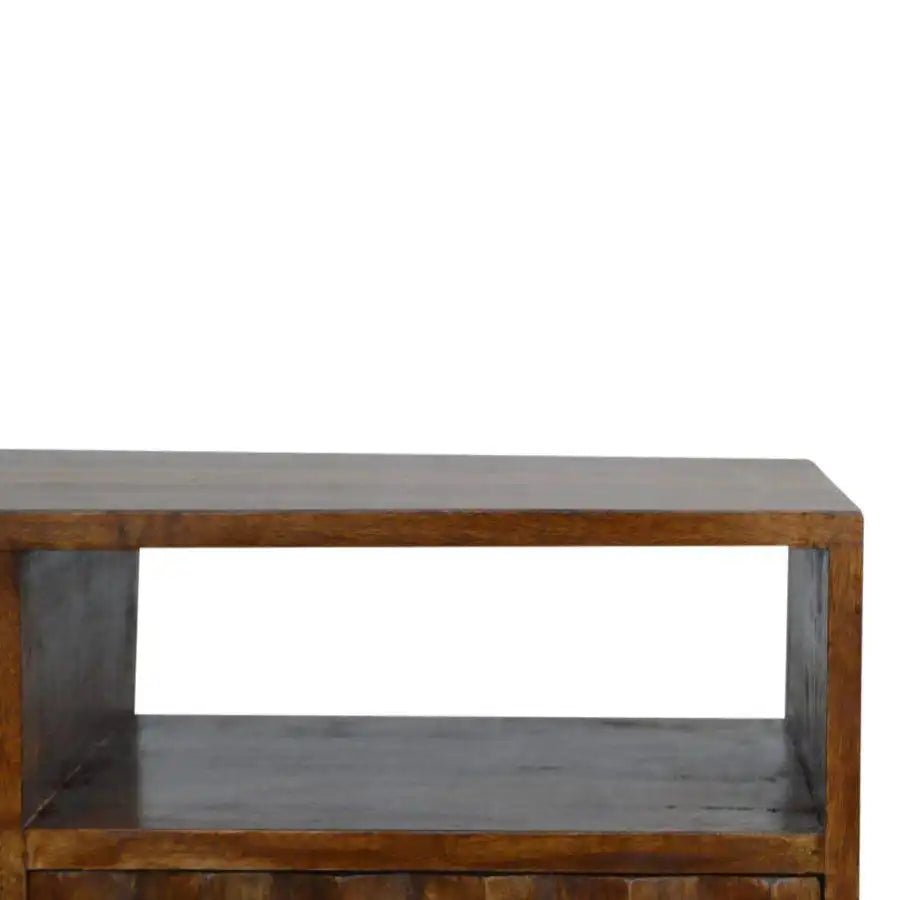 Pineapple Carved TV Stand in Chestnut - effect Mango Wood - Price Crash Furniture