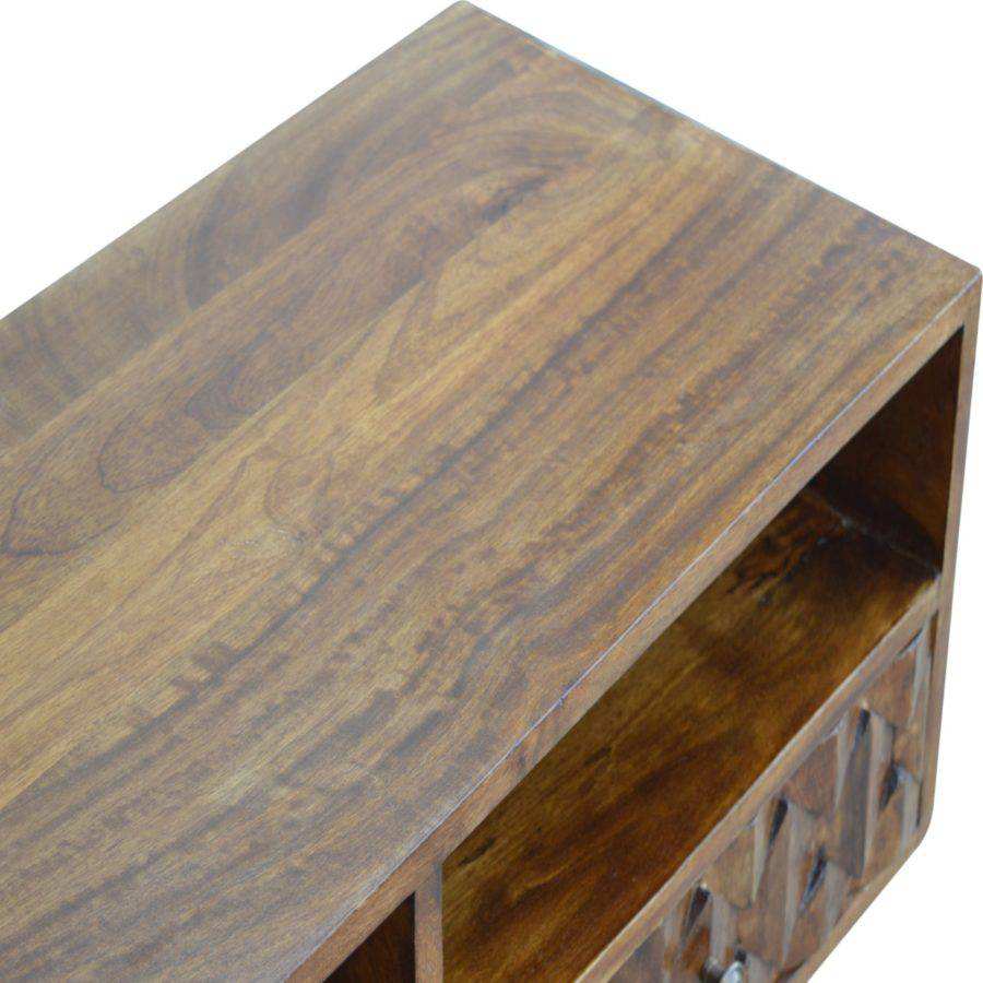Pineapple Carved TV Stand in Chestnut - effect Mango Wood - Price Crash Furniture