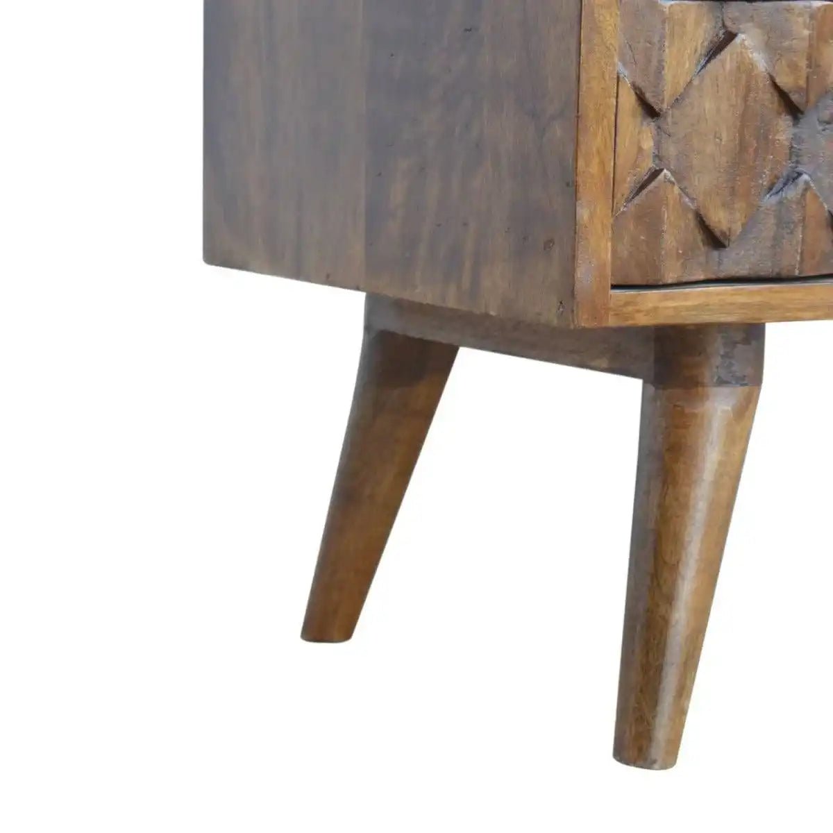 Pineapple Carved TV Stand in Chestnut - effect Mango Wood - Price Crash Furniture