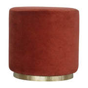 Pink Velvet Footstool with Wooden Base - Price Crash Furniture