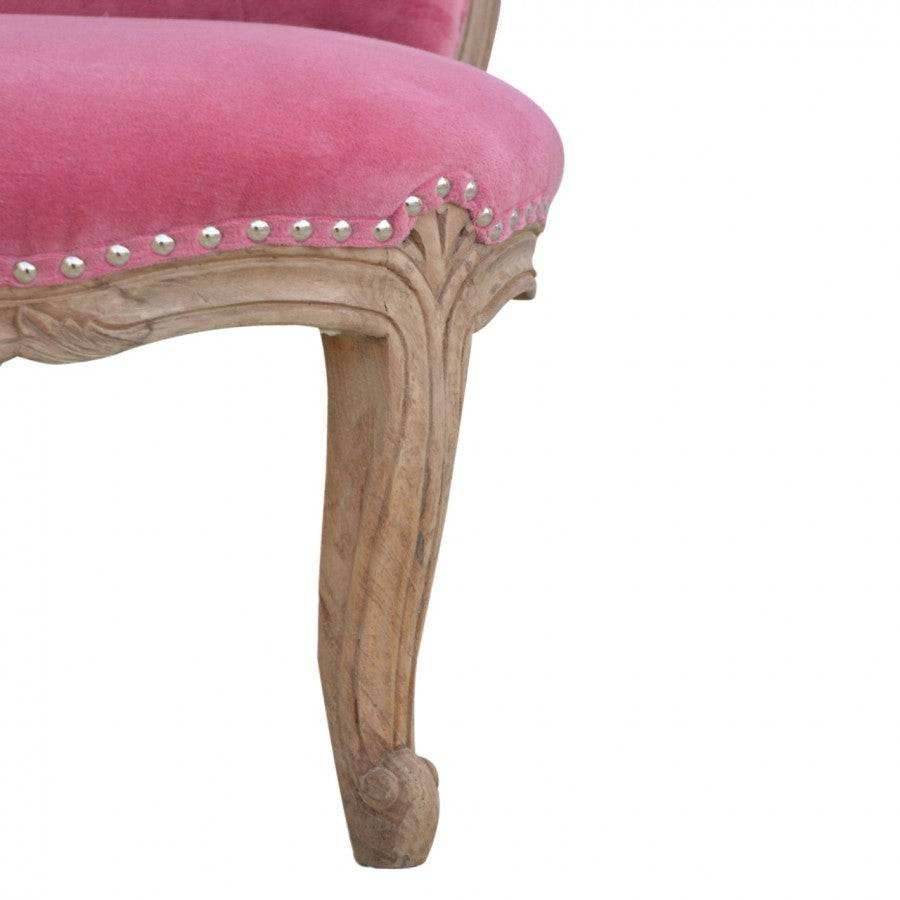Pink Velvet Studded Accent Chair With Cabriole Legs - Price Crash Furniture