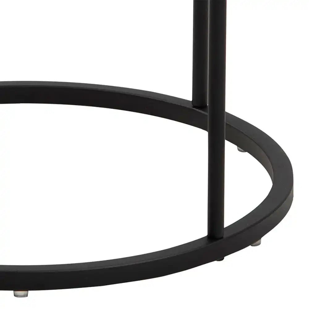 Polo Retro Round Bedside Table In White & Black - Price Crash Furniture