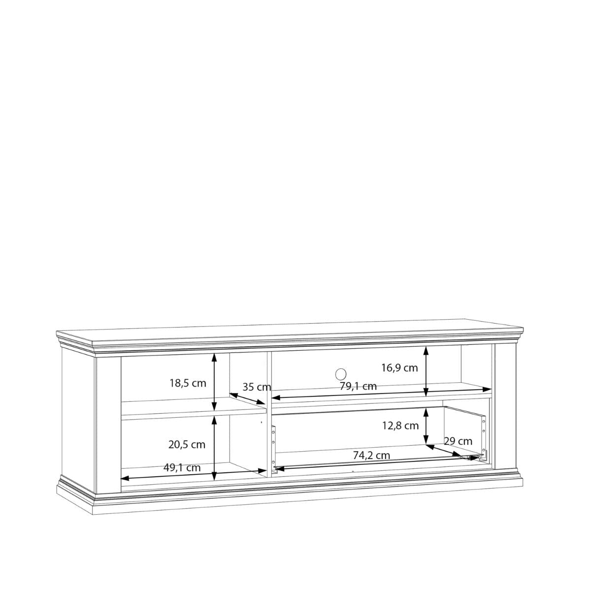 Pontypool TV Cabinet With Drawer & Open Shelf In White And Riva Oak - Price Crash Furniture