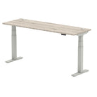 Air 600mm Height Adjustable Office Desk Grey Oak Top Cable Ports Silver Leg - Price Crash Furniture