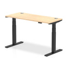 Air 600mm Height Adjustable Office Desk Maple Top Cable Ports Black Leg - Price Crash Furniture