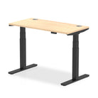 Air 600mm Height Adjustable Office Desk Maple Top Cable Ports Black Leg - Price Crash Furniture