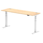 Air 600mm Height Adjustable Office Desk Maple Top Cable Ports White Leg - Price Crash Furniture