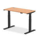 Air 600mm Height Adjustable Office Desk Oak Top Cable Ports Black Leg - Price Crash Furniture