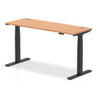 Air 600mm Height Adjustable Office Desk Oak Top Cable Ports Black Leg - Price Crash Furniture