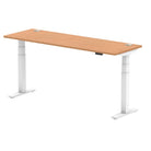 Air 600mm Height Adjustable Office Desk Oak Top Cable Ports White Leg - Price Crash Furniture