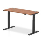 Air 600mm Height Adjustable Office Desk Walnut Top Cable Ports Black Leg - Price Crash Furniture