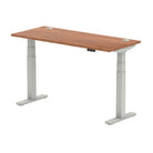 Air 600mm Height Adjustable Office Desk Walnut Top Cable Ports Silver Leg - Price Crash Furniture