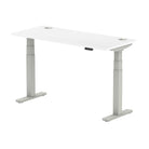 Air 600mm Height Adjustable Office Desk White Top Cable Ports Silver Leg - Price Crash Furniture