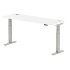 Air 600mm Height Adjustable Office Desk White Top Cable Ports Silver Leg - Price Crash Furniture