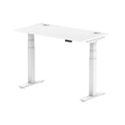 Air 600mm Height Adjustable Office Desk White Top Cable Ports White Leg - Price Crash Furniture