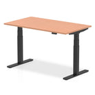 Air 800mm Height Adjustable Office Desk Beech Top Black Leg - Price Crash Furniture